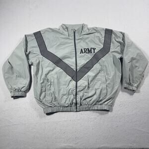 US Army Physical Fitness Uniform Jacket Mens Large Full Zip Nylon Windbreaker